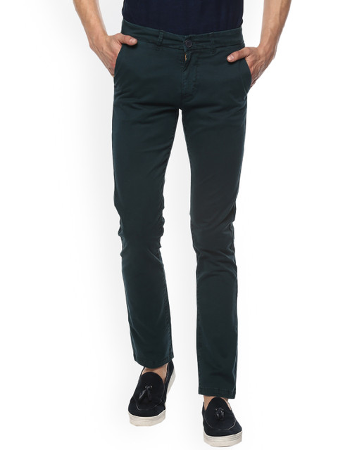 

SPYKAR Men Green Slim Fit Solid Regular Trousers