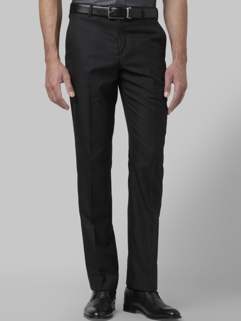 

Park Avenue Men Black Regular Fit Self Design Formal Trousers