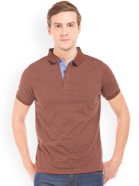 

Ruggers Men Brown Striped Polo Collar T-shirt