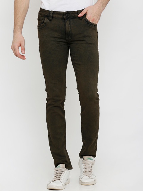 

Rex Straut Jeans Men Brown Slim Fit Mid-Rise Clean Look Stretchable Jeans
