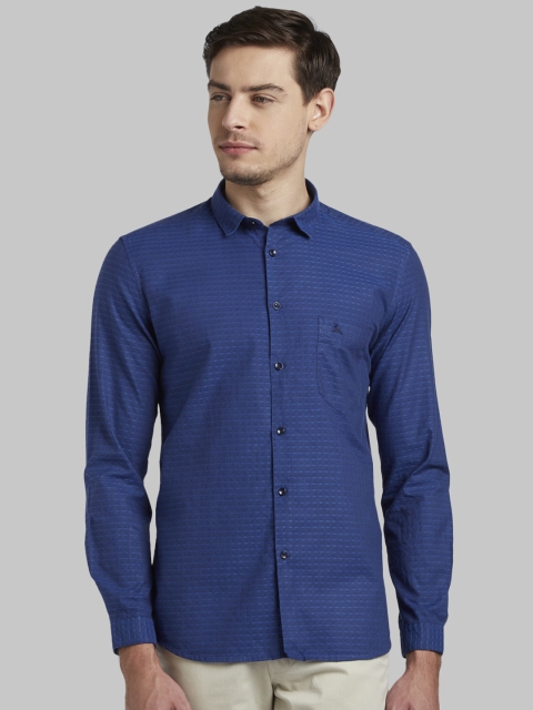 

Parx Men Blue Slim Fit Self Design Casual Shirt