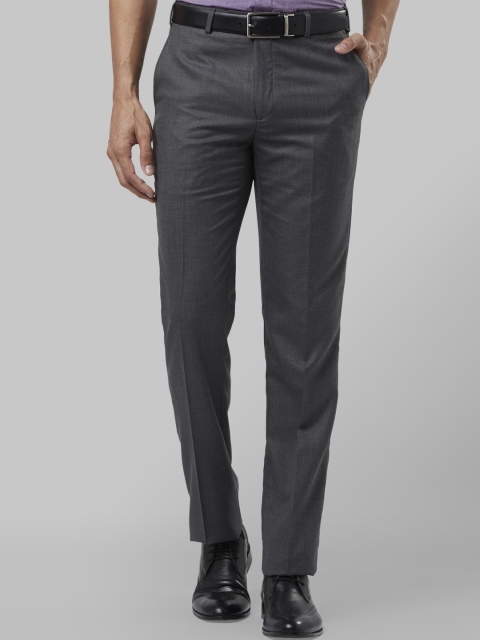 Raymond Men Grey Slim Fit Solid Formal Trousers