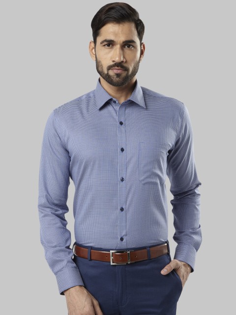 

Raymond Men Blue Regular Fit Checked Casual Shirt