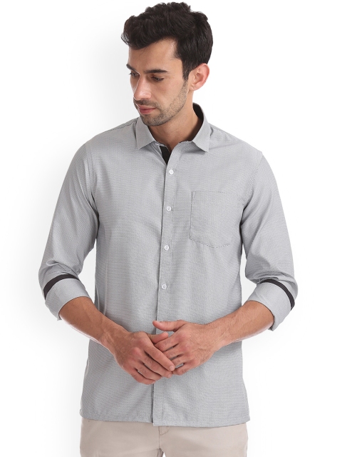 

Excalibur Men Black Regular Fit Self Design Semiformal Shirt