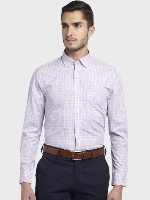 

ColorPlus Men Pink Tailored Fit Checked Formal Shirt