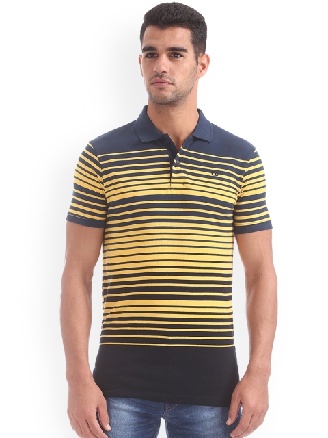 

Ruggers Men Yellow Striped Polo T-shirt