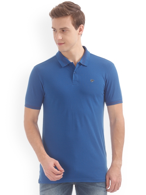 

Ruggers Men Blue Solid Polo T-shirt