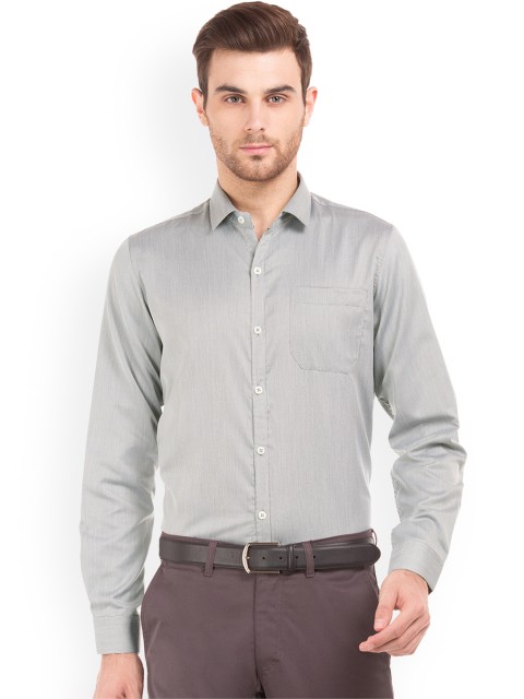 

Excalibur Men Grey Slim Fit Self Design Formal Shirt