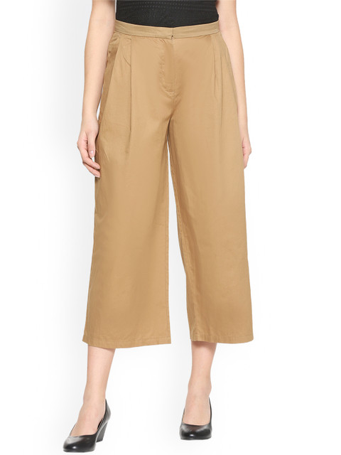 

People Women Khaki Regular Fit Solid Culottes