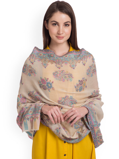

SHINGORA Women Beige Woven Design Shawl