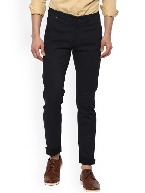 

SPYKAR Men Navy Blue Slim Fit Solid Regular Trousers