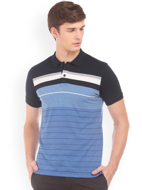 

Ruggers Men Blue & Black Striped Polo T-shirt