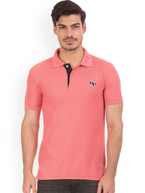 

Newport Men Pink Solid Polo Collar T-shirt