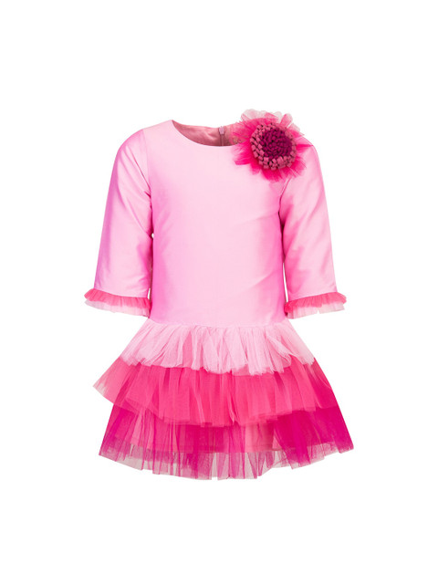 

A Little Fable Girls Pink tutu Self Design Fit and Flare Dress