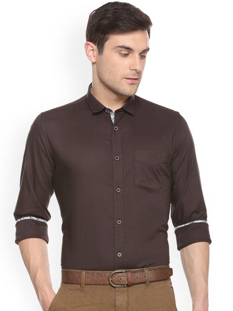 Van Heusen Sport Men Brown Slim Fit Solid Casual Shirt