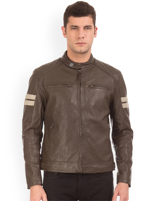 

Ed Hardy Men Brown Solid Biker Jacket