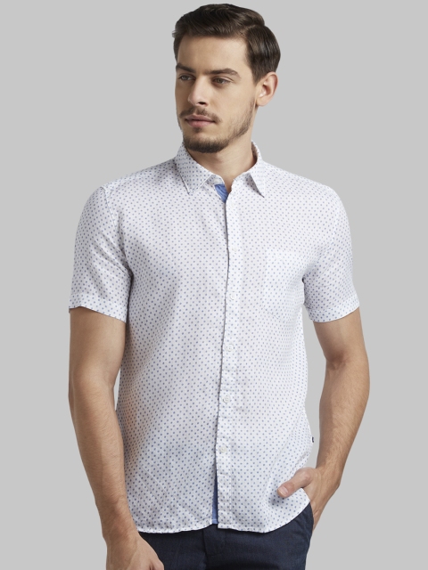 

Parx Men White & Blue Slim Fit Printed Casual Shirt
