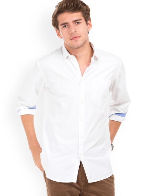 

Excalibur Men White Regular Fit Solid Casual Shirt