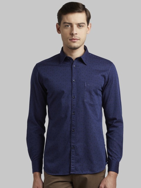 

Parx Men Navy Blue Slim Fit Printed Casual Shirt