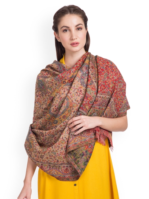 

SHINGORA Women Multi-Coloured Woven Design Shawl, Red