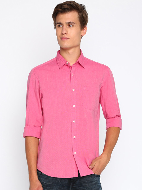 

Basics Men Pink Slim Fit Solid Casual Shirt