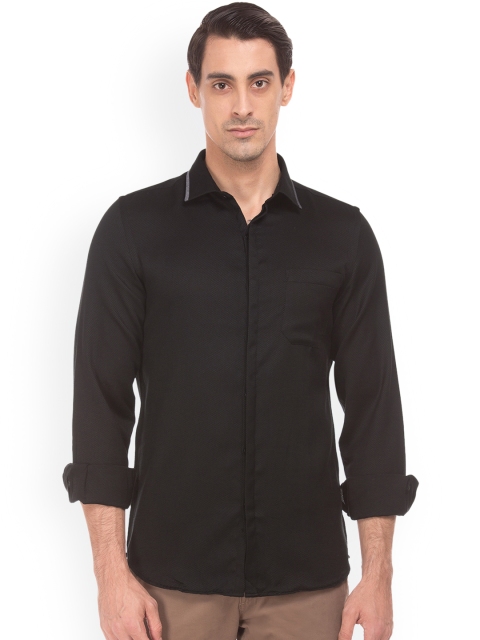 

Excalibur Men Black Slim Fit Self Design Casual Shirt