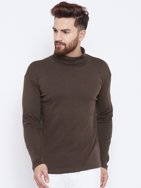

Hypernation Men Brown Solid High Neck T-shirt