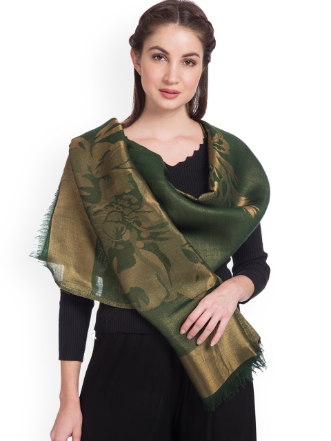 

SHINGORA Women Green Woven Design Stole