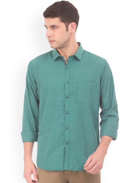 

Excalibur Men Green Slim Fit Checked Casual Shirt