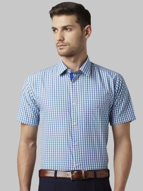 

Park Avenue Men Blue & White Slim Fit Checked Formal Shirt