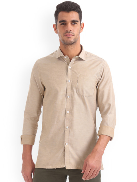 

Excalibur Men Brown Regular Fit Self Design Casual Shirt
