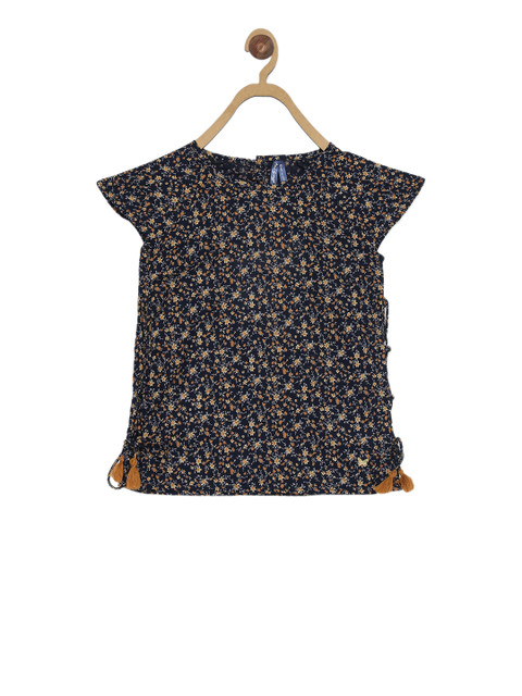 

Blue Giraffe Girls Navy Blue Printed A-Line Top