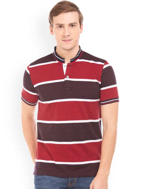 

Ruggers Men Red Striped Polo T-shirt