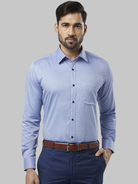 

Raymond Men Blue Regular Fit Checked Casual Shirt