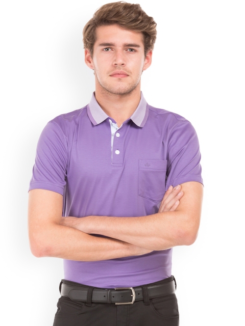 

Arrow Men Purple Solid Polo Collar T-shirt