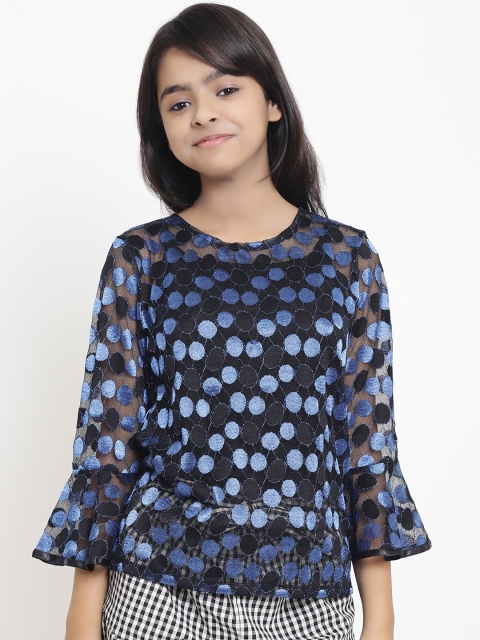 

Natilene Girls Blue Self Design Top