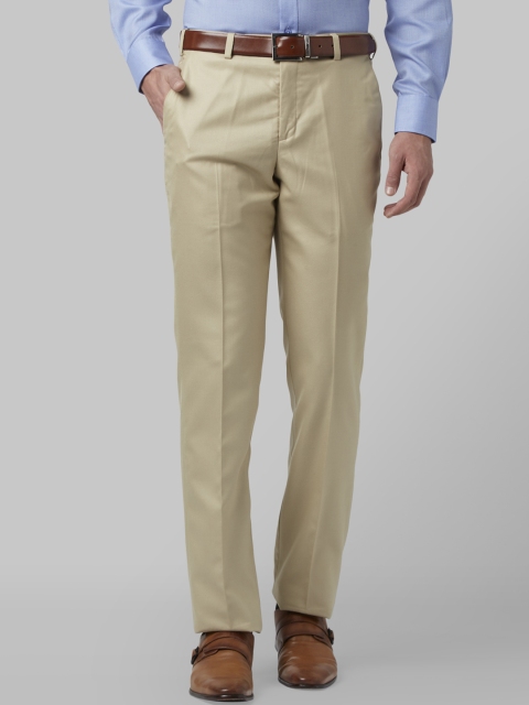 

Park Avenue Men Beige Regular Fit Self Design Formal Trousers