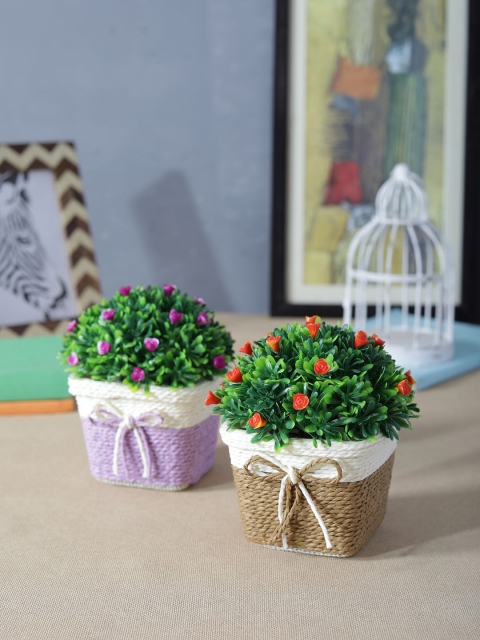 

FOLIYAJ Set of 2 Artificial Plants with Pot, Purple