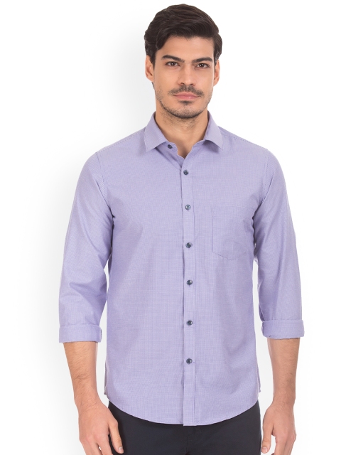 

Excalibur Men Lavender & White Slim Fit Checked Casual Shirt