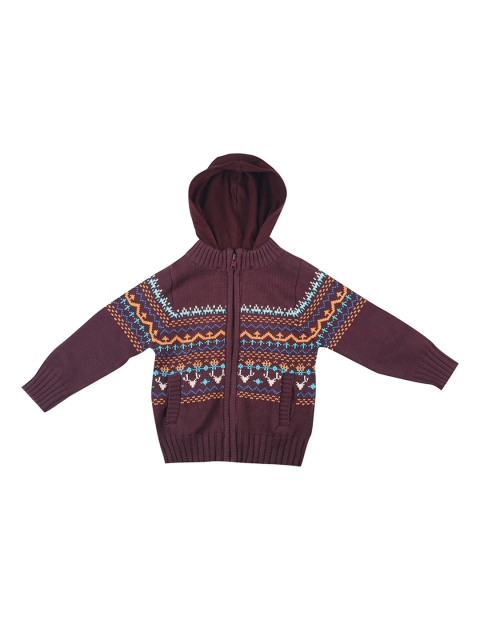 

Allen Solly Junior Boys Maroon Self Design Cardigan