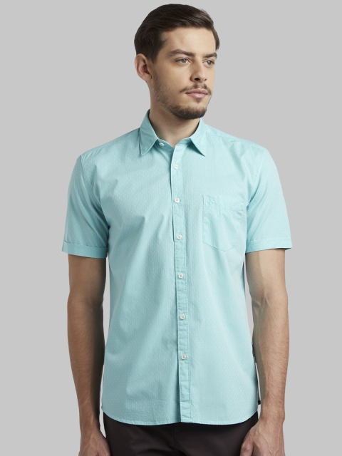 

Parx Men Sea Green Slim Fit Self Design Casual Shirt