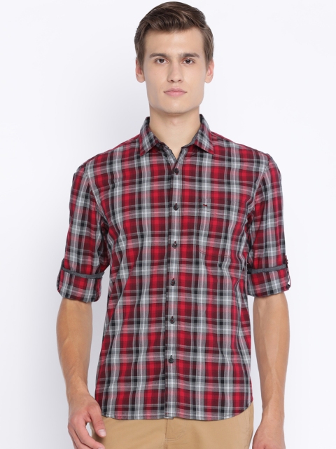 

Basics Men Red & Black Slim Fit Checked Casual Shirt