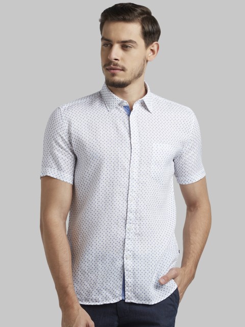 

Parx Men White & Blue Slim Fit Printed Casual Shirt