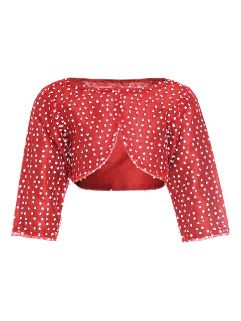 

A Little Fable Red Self Design Button Shrug