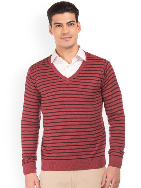 

Ruggers Men Red Striped Pullover