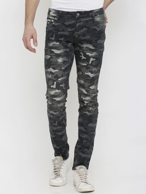 

Rex Straut Jeans Men Black Camouflage Printed Slim Fit Mid-Rise Stretchable Jeans