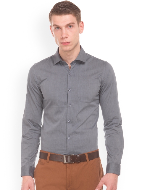 

Excalibur Men Grey Slim Fit Solid Casual Shirt