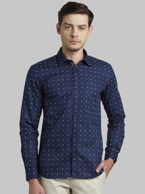 

Parx Men Navy Blue Slim Fit Printed Casual Shirt