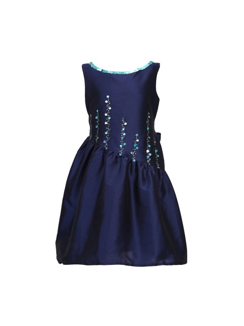 

A Little Fable Girls Navy Blue Cascading Sea Dress