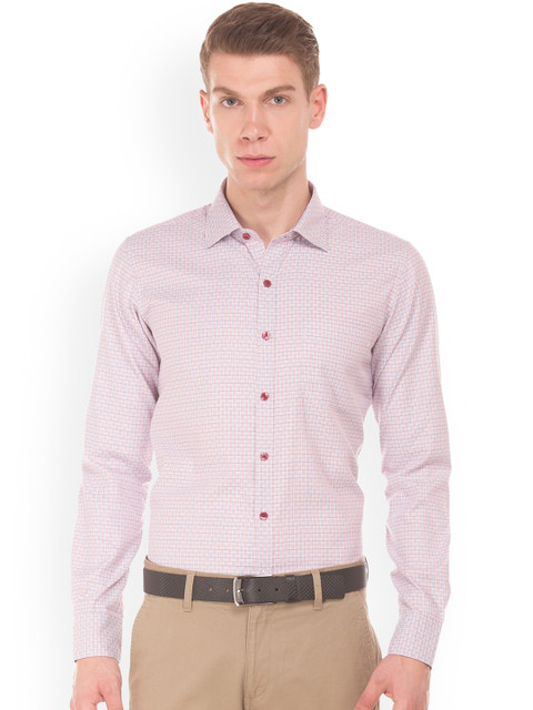 

Excalibur Men White & Red Slim Fit Self Design Semiformal Shirt